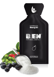 Energigel med 75 mg koffein, vitaminer og 85% frugtindhold fra Berry En B.En
